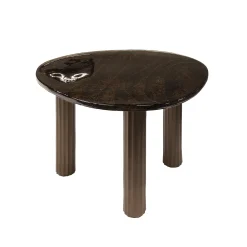 Retro Beistelltische Eclipse Glas Metall Dreibeinig Antik-Kupfer L-Vintagehaus Online