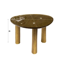 Retro Beistelltische Eclipse Glas Metall Dreibeinig Antik-Gold L-Vintagehaus Clearance