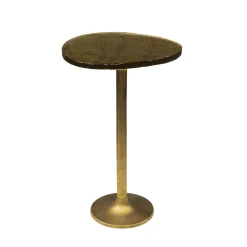 Retro Beistelltische Eclipse Glas Metall Antik-Gold L-Vintagehaus