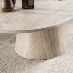 Retro Couchtisch Centro 135 Travertin Keramik Oval-Vintagehaus Online