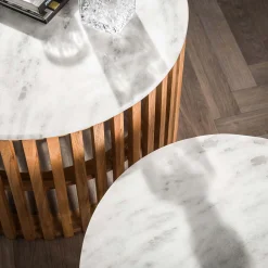 Retro Couchtisch 2er Set Sunset Marmor Rund-Vintagehaus Outlet