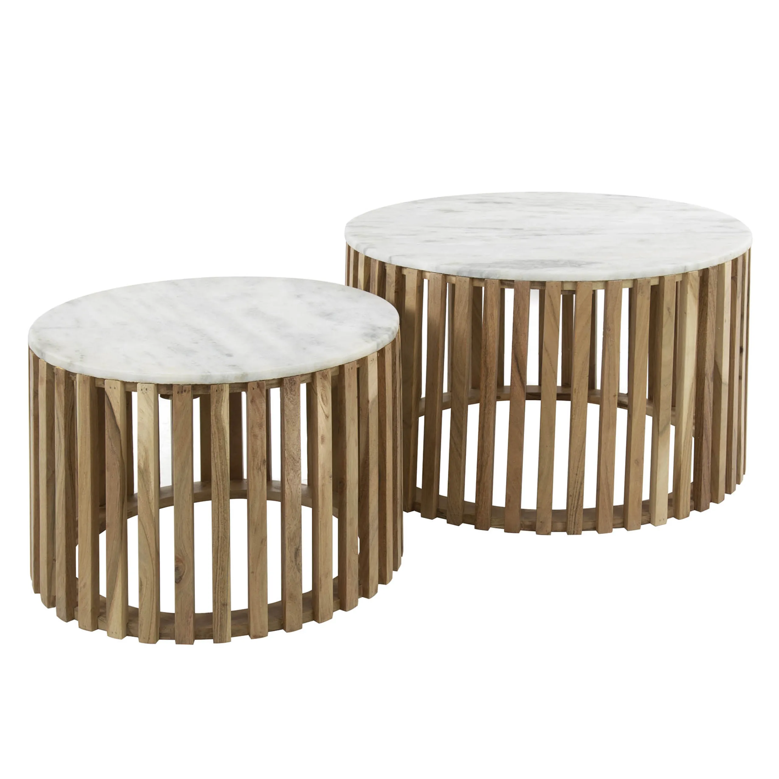 Retro Couchtisch 2er Set Sunset Marmor Rund-Vintagehaus Outlet