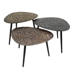 Retro Couchtisch 3er Set Triangle Patina Metall-Vintagehaus Best