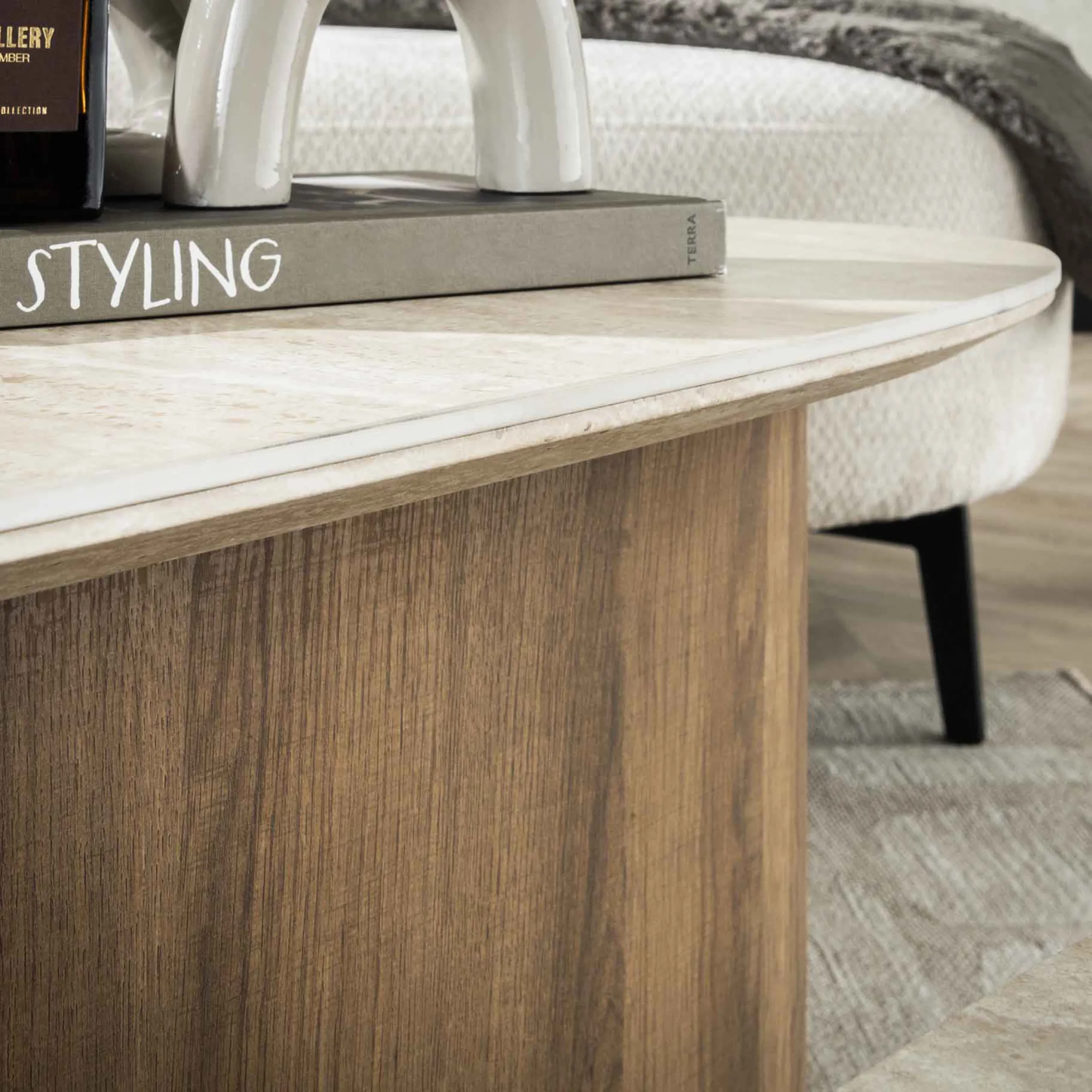 Retro Couchtisch Nierentische 2er Set Romano Travertin Keramik-Vintagehaus Online