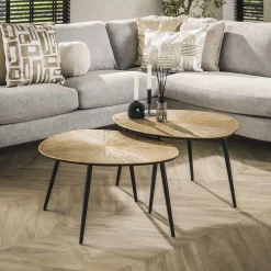 Retro Couchtisch Set Ray Of Light Metall Bronze / Gold 2er Set Organisch-Vintagehaus Outlet