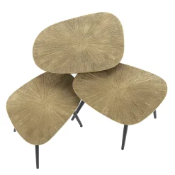 Retro Couchtisch Set Ray Of Light Metall Bronze / Gold 3er Set Quadratisch-Vintagehaus