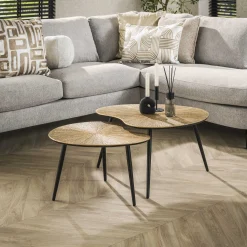 Retro Couchtisch Set Ray Of Light Metall Bronze / Gold 2er Set Nierenförmig-Vintagehaus Online