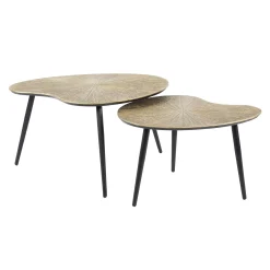 Retro Couchtisch Set Ray Of Light Metall Bronze / Gold 2er Set Nierenförmig-Vintagehaus Online