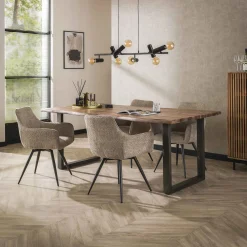 Retro Drehstuhl Esszimmerstuhl Bouclé Sand-Vintagehaus Online