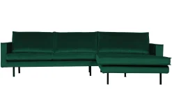 Retro Ecksofa Samt Rodeo 3-Sitzer Rechts oder Links 300/160 Grüner Wald Rechts-BePureHome Online
