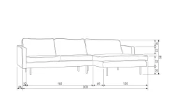 Retro Ecksofa Samt Rodeo 3-Sitzer Rechts oder Links 300/160 Grüner Wald Rechts-BePureHome Online