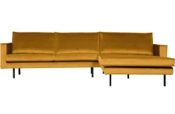 Retro Ecksofa Samt Rodeo 3-Sitzer Rechts oder Links 300/160 Ocker Rechts-BePureHome Online