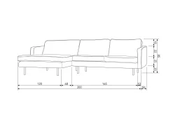 Retro Ecksofa Samt Rodeo 3-Sitzer Rechts oder Links 300/160 Honiggelb Links-BePureHome