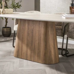 Retro Esstisch Centro 215 Travertin Keramik Eichenoptik-Vintagehaus Outlet