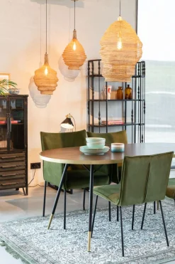 Retro Esstisch Denise Oval Messing Brass Walnussfarben 180 x 90 cm-Zuiver New