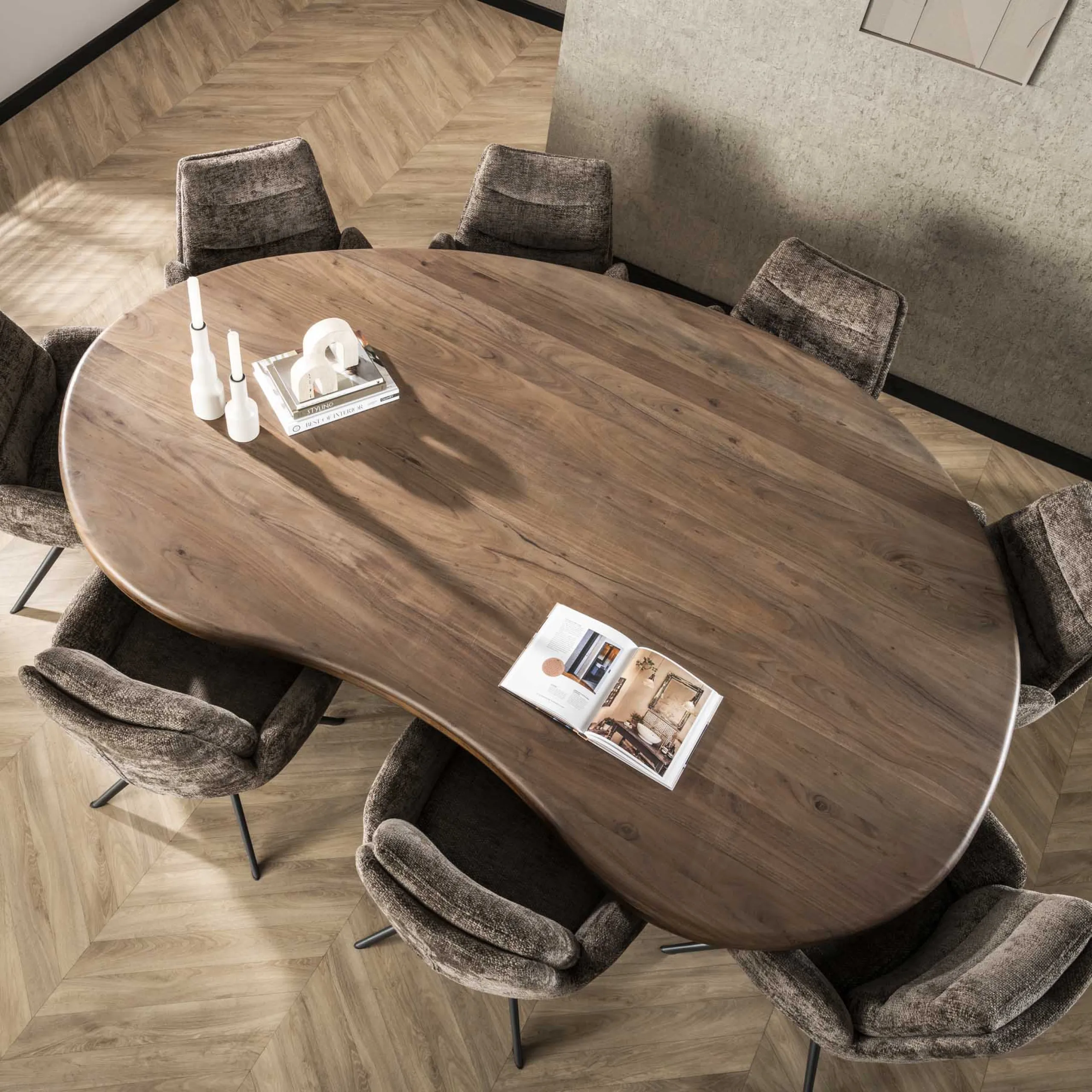 Retro Esstisch Konferenztisch Massivholz Sculpture Akazie Nierenform 240 cm-Vintagehaus Best