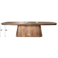 Retro Esstisch Konferenztisch Massivholz Arcadia Akazie Oval 300 cm-Vintagehaus