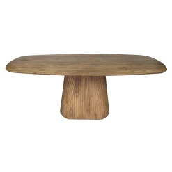 Retro Esstisch Mangoholz Wave 215 cm oval gerilltes konisches Bein-Vintagehaus Best