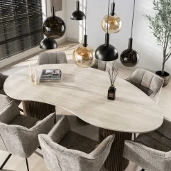 Retro Esstisch Romano 215 Travertin Keramik Nierenförmig-Vintagehaus Sale