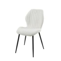 Retro Esstischstuhl Esszimmerstuhl Chevron Bouclé Weiß-Vintagehaus Discount