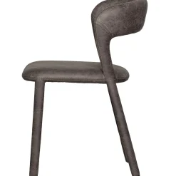 Retro Esszimmerstuhl Lederstuhl Noble Komplettbezug Kunstleder Anthrazit-WOOOD Hot