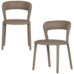 Retro Esszimmerstuhl Lederstuhl Noble Komplettbezug Kunstleder Sand-WOOOD New