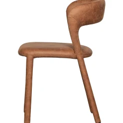 Retro Esszimmerstuhl Lederstuhl Noble Komplettbezug Kunstleder Cognac-WOOOD Online