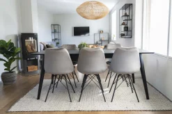 Retro Esszimmerstuhl Oslo Samt Grau-Vintagehaus