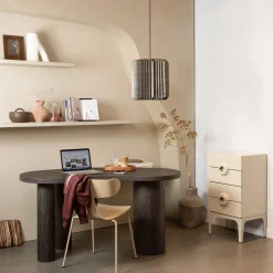 Retro Kommode Nachttisch Merge Beige 4 Schubladen-WOOOD Best