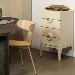 Retro Kommode Nachttisch Merge Beige 4 Schubladen-WOOOD Best