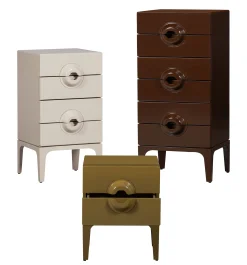 Retro Kommode Nachttisch Merge Beige 4 Schubladen-WOOOD Best