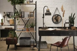 Retro Lederstuhl Esszimmerstuhl Brown Stripes Metall-Vintagehaus Hot