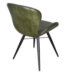 Retro Lederstuhl Esszimmerstuhl Green Rautensteppung Metall-Vintagehaus Hot