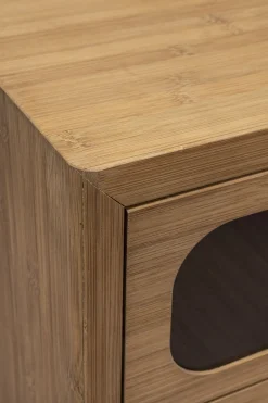 Retro Nachttisch Beistelltisch Caroun Bambus Rauchglas-DutchBone Best