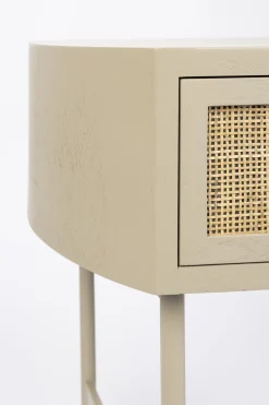 Retro Nachttisch Beistelltisch Amaya mit Rattangeflecht Beige-Vintagehaus Discount