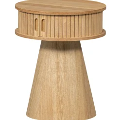 Retro Nachttisch Beistelltisch Karri Pappelholz rund-WOOOD Clearance