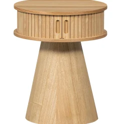 Retro Nachttisch Beistelltisch Karri Pappelholz rund-WOOOD Clearance