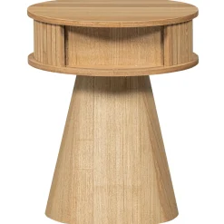 Retro Nachttisch Beistelltisch Karri Pappelholz rund-WOOOD Clearance
