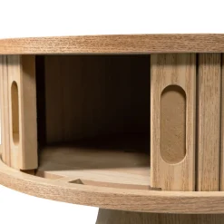 Retro Nachttisch Beistelltisch Karri Pappelholz rund-WOOOD Clearance