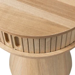 Retro Nachttisch Beistelltisch Karri Pappelholz rund-WOOOD Clearance