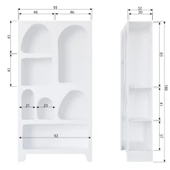 Retro Regal Organic Caz Kabinett Weiß Breit 100 cm-WOOOD Outlet