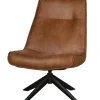 Retro Relaxsessel Drehsessel Skyler Kunstleder Cognac-WOOOD New