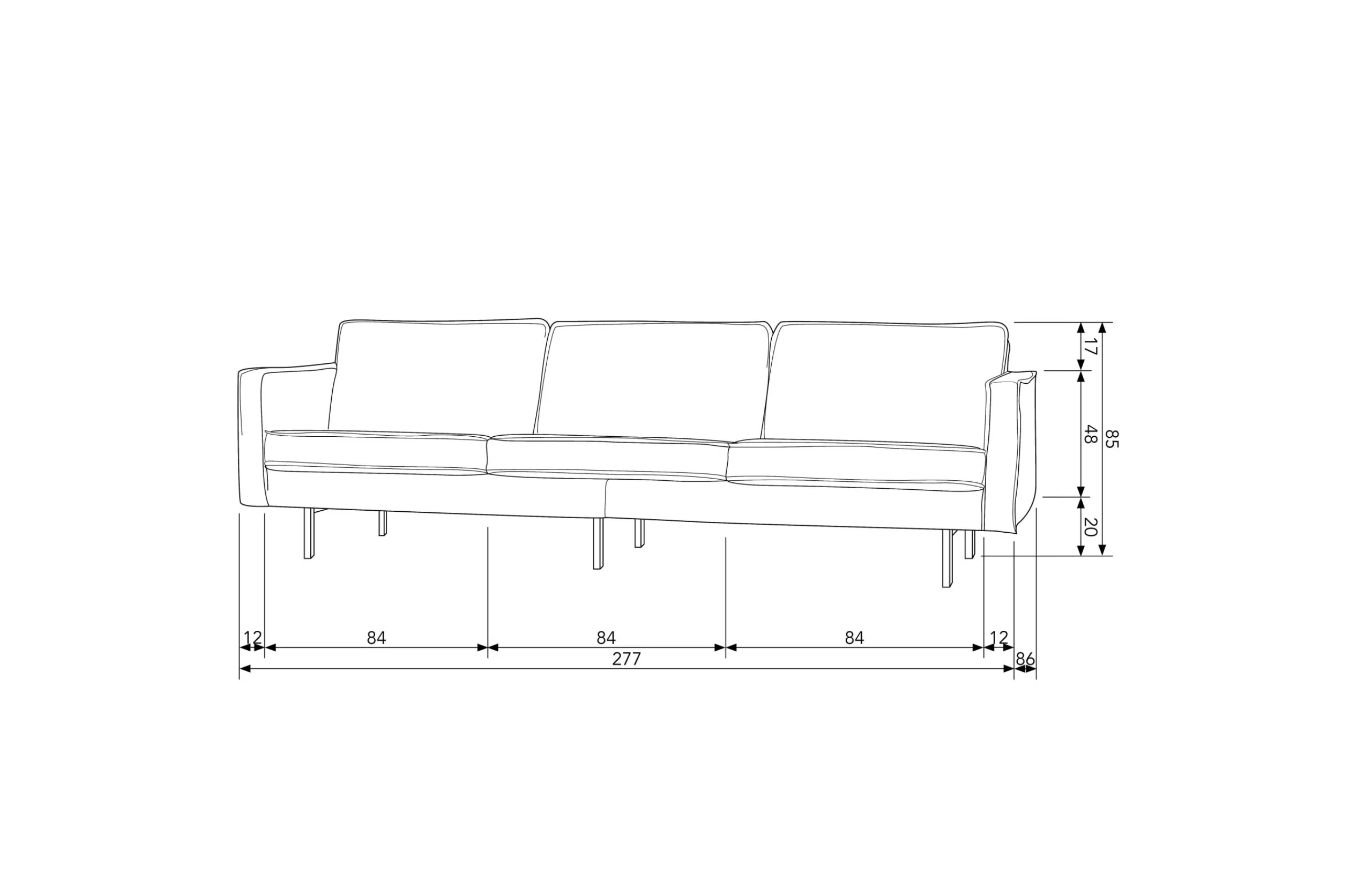 Retro Samtsofa Rodeo 3-Sitzer Waldgrün-BePureHome Clearance