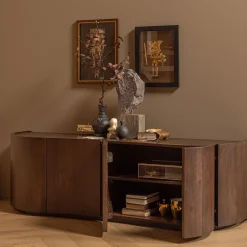 Retro Sideboard TV-Board Sense Mangoholz organisch geformt 4türig-BePureHome Online