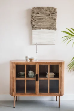 Retro Sideboard Vitrine Yaz Oval mit Sprossenkorpus-Vintagehaus Outlet