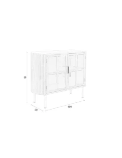 Retro Sideboard Vitrine Yaz Oval mit Sprossenkorpus-Vintagehaus Outlet