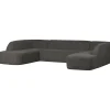 Retro Sofa Couch Sloping U-Form Organic Schwarz-BePureHome New