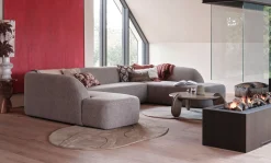 Retro Sofa Couch Sloping U-Form Organic Grau-BePureHome Best