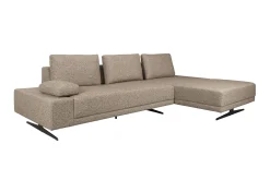 Retro Sofa Ecksofa Shelly Zimtbraun Natur Stoff Metallbeine Rechts-DutchBone Online