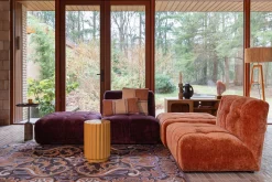 Retro Stehlampe Afra Metallgestell mit Bastschirm in orange-DutchBone